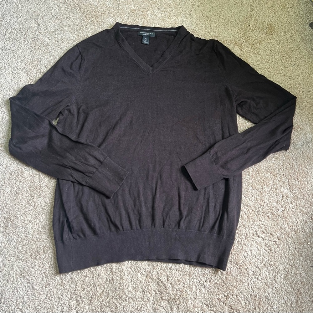 Banana Republic Men's V-Neck Sweater - Dark Brown